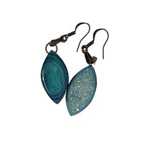 Copper and Marquise Shape Blue Drusy Drop Dangle Earrings